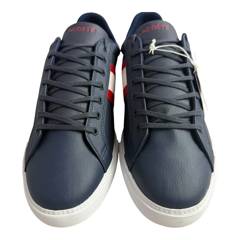 New Lacoste Grad Vulc‎ 120 Low Top Navy Leather Lifestyle Sneaker Men Size 13